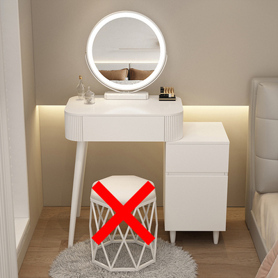 Hotly recommended cream style small apartment dressing table (Q style 70 table + cabinet without stool)