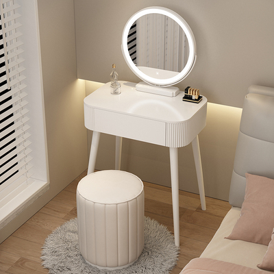 Popular dressing table bedroom simple modern small apartment dressing table (Q style 60 long + smart mirror + round stool)