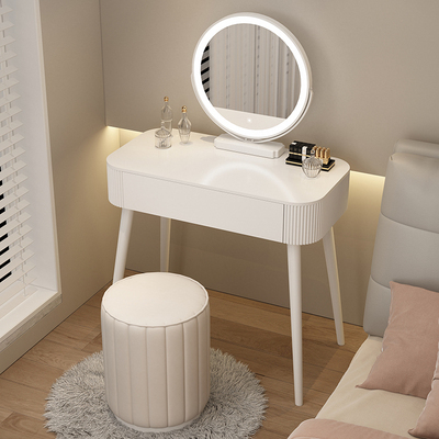 Popular dressing table bedroom simple modern small apartment dressing table (Q style 80 long + smart mirror + round stool)