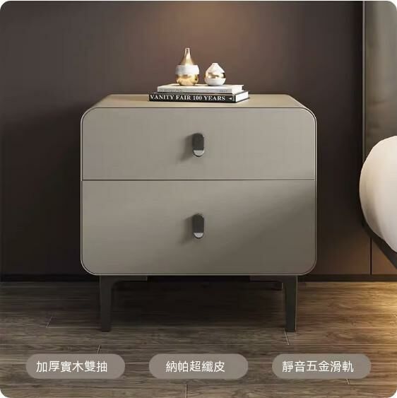 Hotly recommended solid wood simple bedside table (light gray) (size: length 45x width 40x height 48cm)