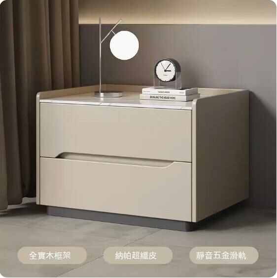 Hotly recommended solid wood slate bedside table (khaki color) (size: length 50x width 40x height 48cm)