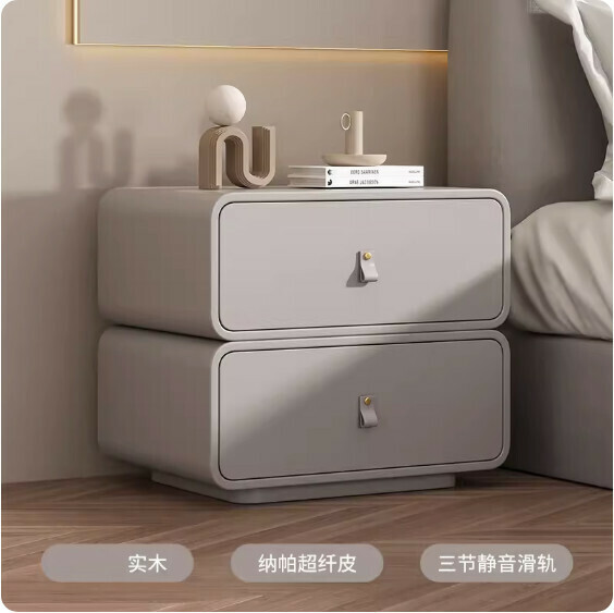 熱推全實木床頭櫃（淺灰色）（尺寸：長40x寬40x高47cm）