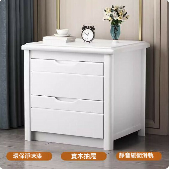 熱推實木床頭櫃（白色）（尺寸：長40x寬40x高50cm）