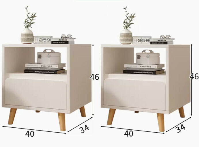 Popular bedside table, modern and simple (combined with large model, single drawer, warm white 40*34*46cm)
