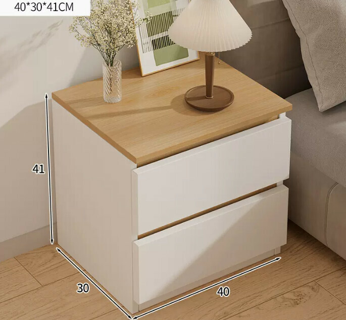 Popular small and simple bedside table (extra large model - double-drawn beech large + white)