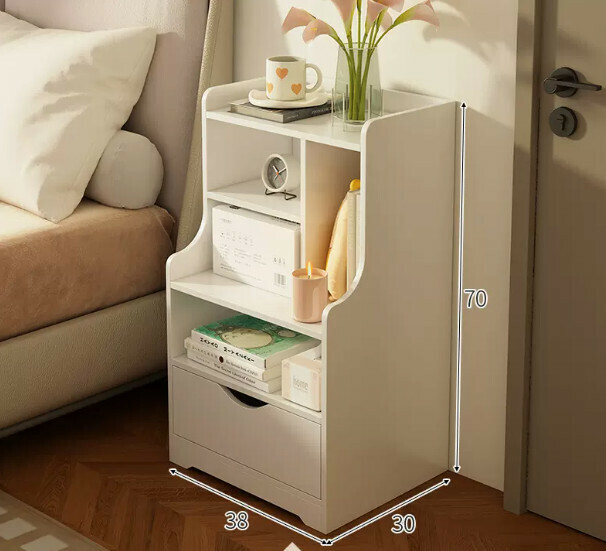 Popular bedside table, simple and modern (single drawer warm white 38*30*70cm)