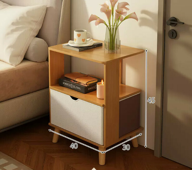Popular bedside table, simple and modern ([upgraded] imitation solid wood color + single cloth 40*30*45cm)