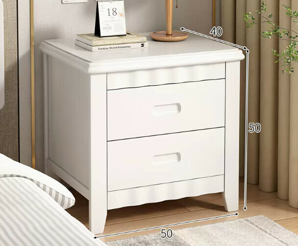 Popular all-solid wood bedside table (arc model [solid wood installation-free] warm white)