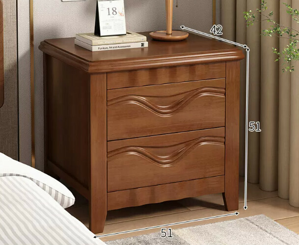The most popular all-solid wood bedside table (Crescent style ♥[Solid wood installation-free] black walnut color)