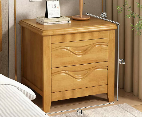 The most popular all-solid wood bedside table (Crescent style [Solid wood installation-free] Beech color)