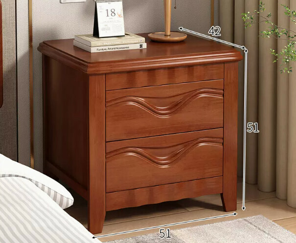 The most popular all-solid wood bedside table (Crescent style [Solid wood installation-free] Begonia color)