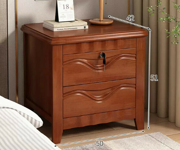 The most popular all-solid wood bedside table (crescent style + lock [solid wood installation-free] Begonia color)