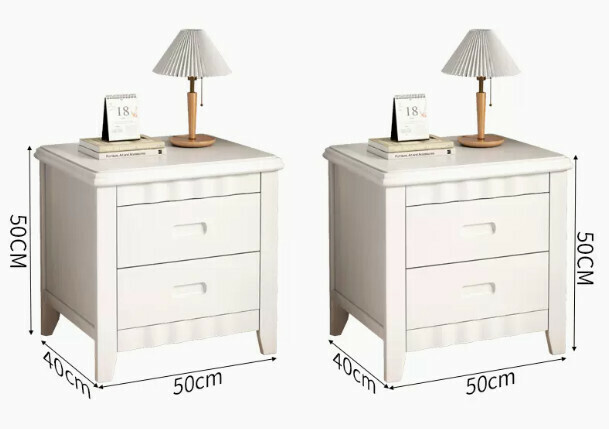 Popular all-solid wood bedside table (arc style [combination discount package] warm white*2)