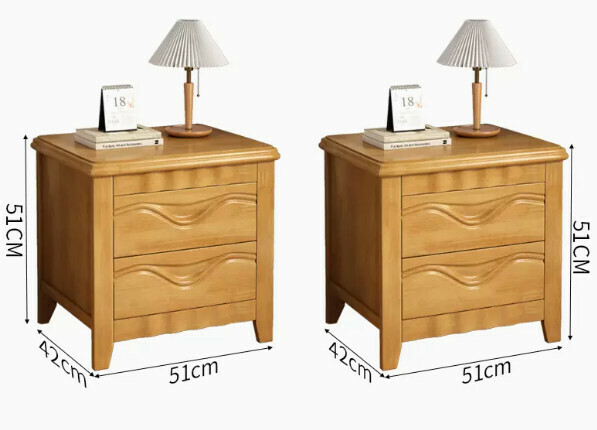 Popular all-solid wood bedside table (Crescent style [combination discount package] beech color*2)