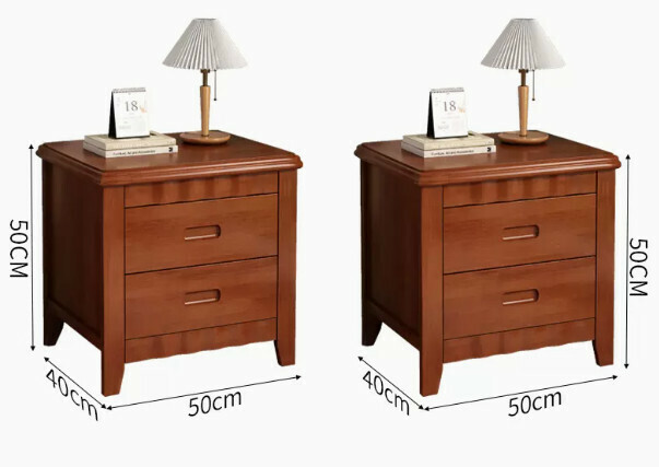 Popular all-solid wood bedside table (arc style [combination discount package] Begonia color*2)