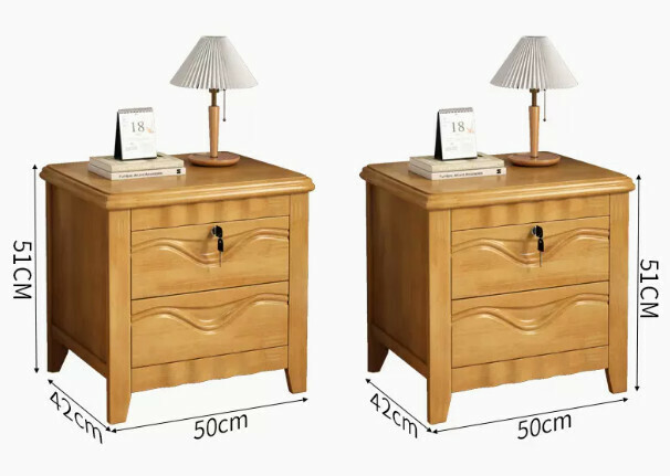 Popular all-solid wood bedside table (Crescent style [locked discount package] beech color*2)
