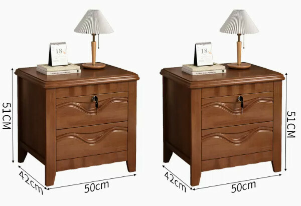Popular all-solid wood bedside table (Crescent style [locked discount package] black walnut color*2)