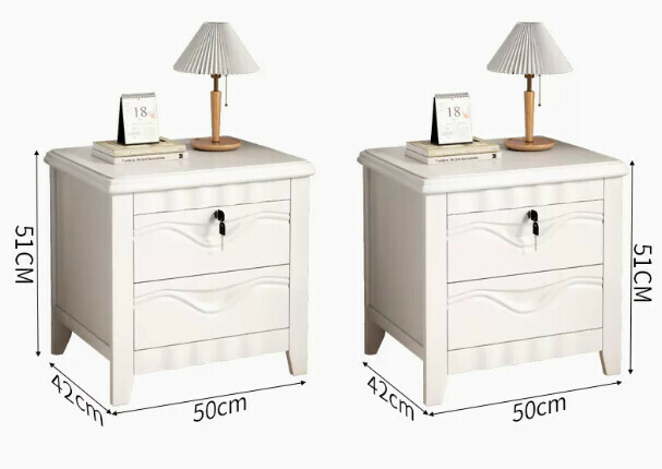 Popular all-solid wood bedside table (Crescent style [locked discount package] warm white*2)