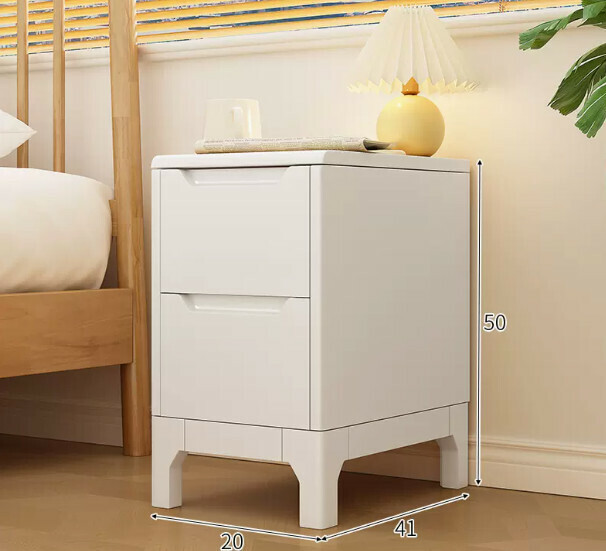 Popular small solid wood bedside table (warm white 20*41*50cm)