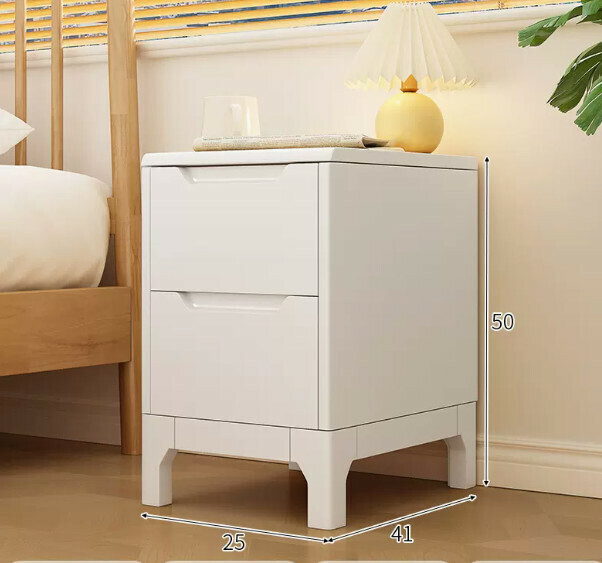 Popular small solid wood bedside table (warm white 25*41*50cm)