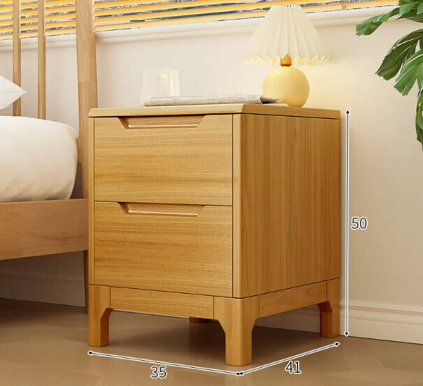 Popular small solid wood bedside table (beech color 25*41*50cm)