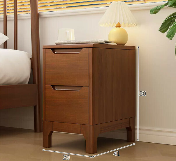 Popular small solid wood bedside table (dark walnut color 20*41*50cm)