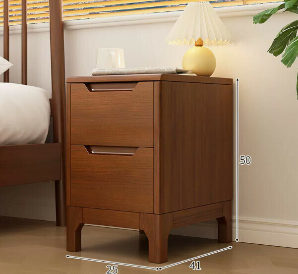 Popular small solid wood bedside table (dark walnut color 25*41*50cm)