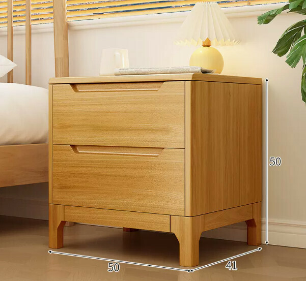 Popular small solid wood bedside table (beech color 50*41*50cm)