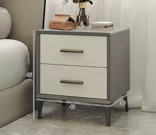 Hot style light luxury style simple bedside table, complete set (two pieces in combination, 40*30*46cm, minimalist gray + white)