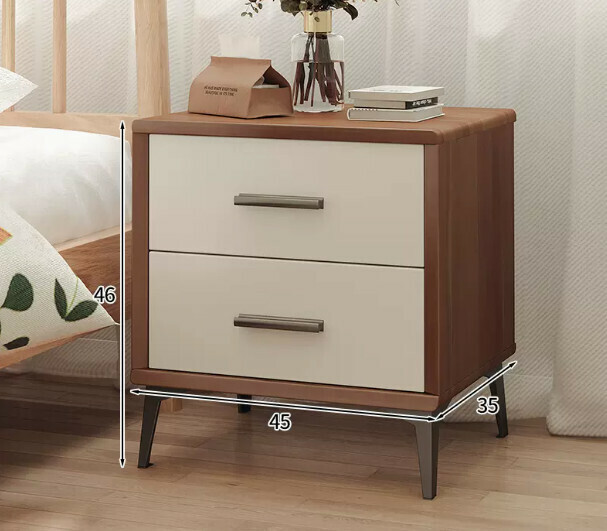 Hot style light luxury style simple bedside table fully decorated (45*35*46cm walnut color + white)