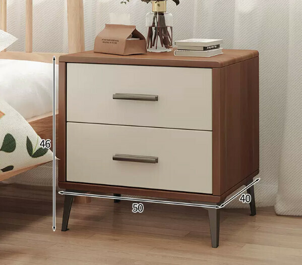 Hot style light luxury style simple bedside table fully decorated (50*40*46cm walnut color + white)