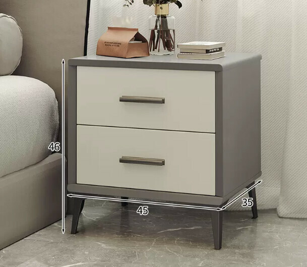 Popular light luxury style simple bedside table complete set (two pieces in combination, 45*35*46cm minimalist gray + white)