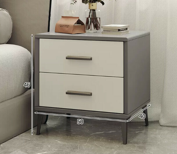 Hot style light luxury style simple bedside table, complete set (two pieces in combination, 50*40*46cm, minimalist gray + white)