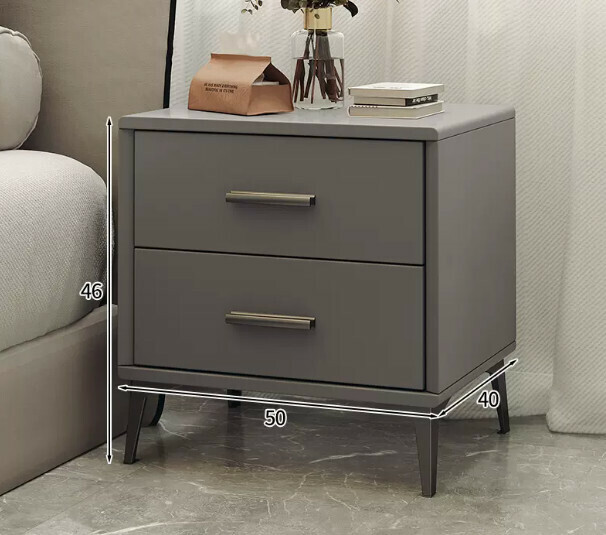 Popular light luxury style simple bedside table, complete set (two pieces in combination, 50*40*46cm, minimalist gray)