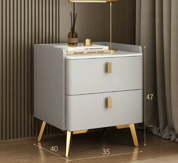 Popular slate bedside table ([Stone countertop★baking paint process] light gray 35cm)
