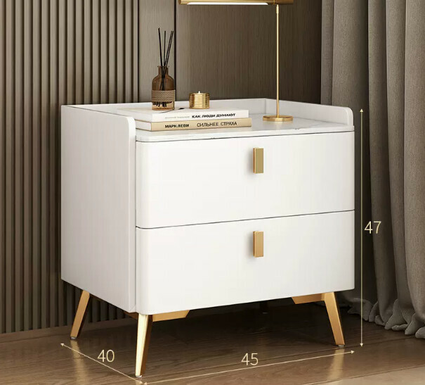Popular slate bedside table ([Stone countertop★baking paint process] white 45cm)