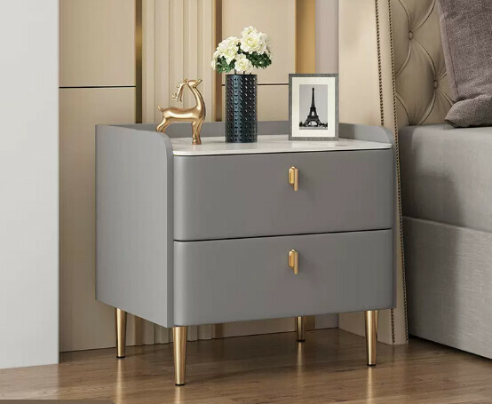 Popular slate small bedside storage cabinet ([pure solid wood style] medium gray 50*40*48cm)