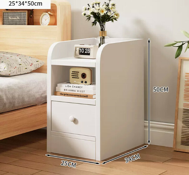 Popular bedside table for extremely narrow bedrooms ([Ultra Narrow Single Style] Warm White 25*34*50cm)
