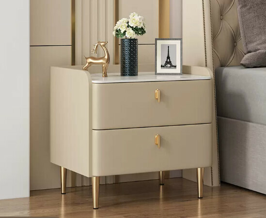 Popular slate small bedside storage cabinet ([Pure solid wood style] Champagne color 50*40*48cm)