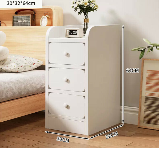 Popular bedside table for extremely narrow bedrooms ([upgraded ultra-narrow three-drawer style] warm white 30*32*64cm)