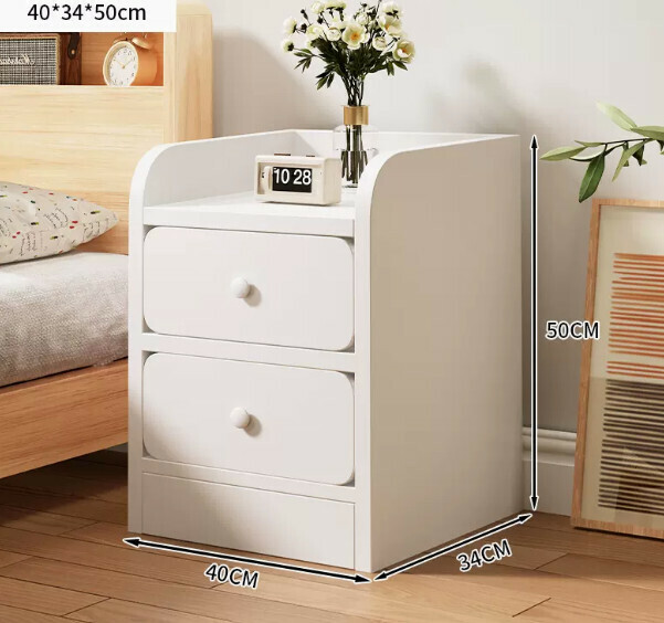 Popular bedside table for extremely narrow bedrooms ([narrow double drawer] warm white 40*34*50cm)