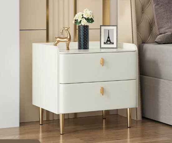 Popular slate small bedside storage cabinet ([Slab style fully decorated] Milky white 50*40*48cm)