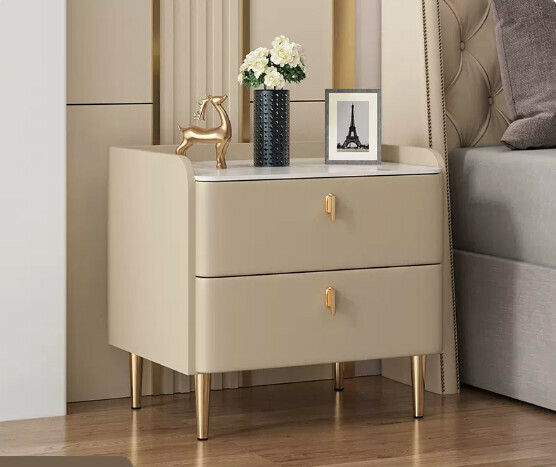 Popular slate small bedside storage cabinet ([Slab style fully decorated] Champagne color 50*40*48cm)