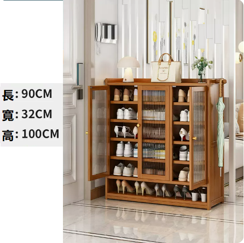 Hot Recommended Shoe Cabinet Brown Three Doors 7 Layers [Changhong Door] [32CM Deeper for Convenient Shoe Changing]