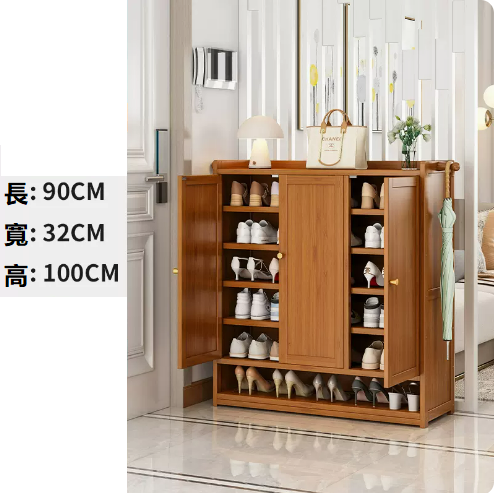Hot-recommended shoe cabinet, brown three-door, 7-layer [solid door] [32CM deeper, convenient for changing shoes]