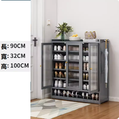Hot Recommended Shoe Cabinet Gray Three Doors 7 Layers [Changhong Door] [32CM Deeper for Convenient Shoe Changing]