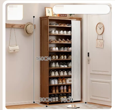 Hot recommended large-capacity dust-proof shoe cabinet (11 layers of pearl white gauze curtain 160*30*70CM)