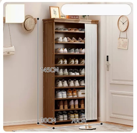 Hot recommended large-capacity dust-proof shoe cabinet (10 layers of pearl white gauze curtain 145*30*70CM)