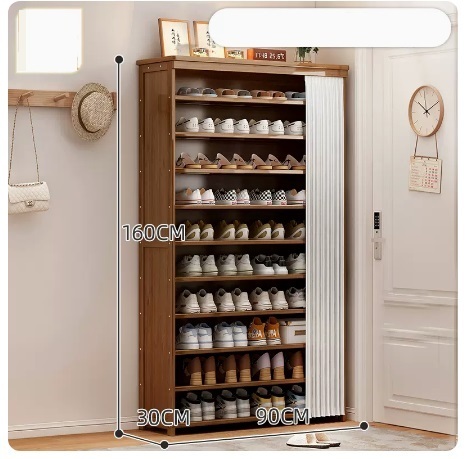 Hot recommended large-capacity dust-proof shoe cabinet (11 layers of pearl white gauze curtain 160*30*90CM)