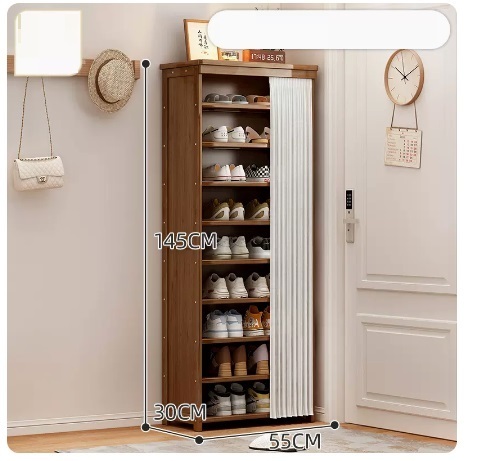 Hot recommended large-capacity dust-proof shoe cabinet (10 layers of pearl white gauze curtain 145*30*55CM)